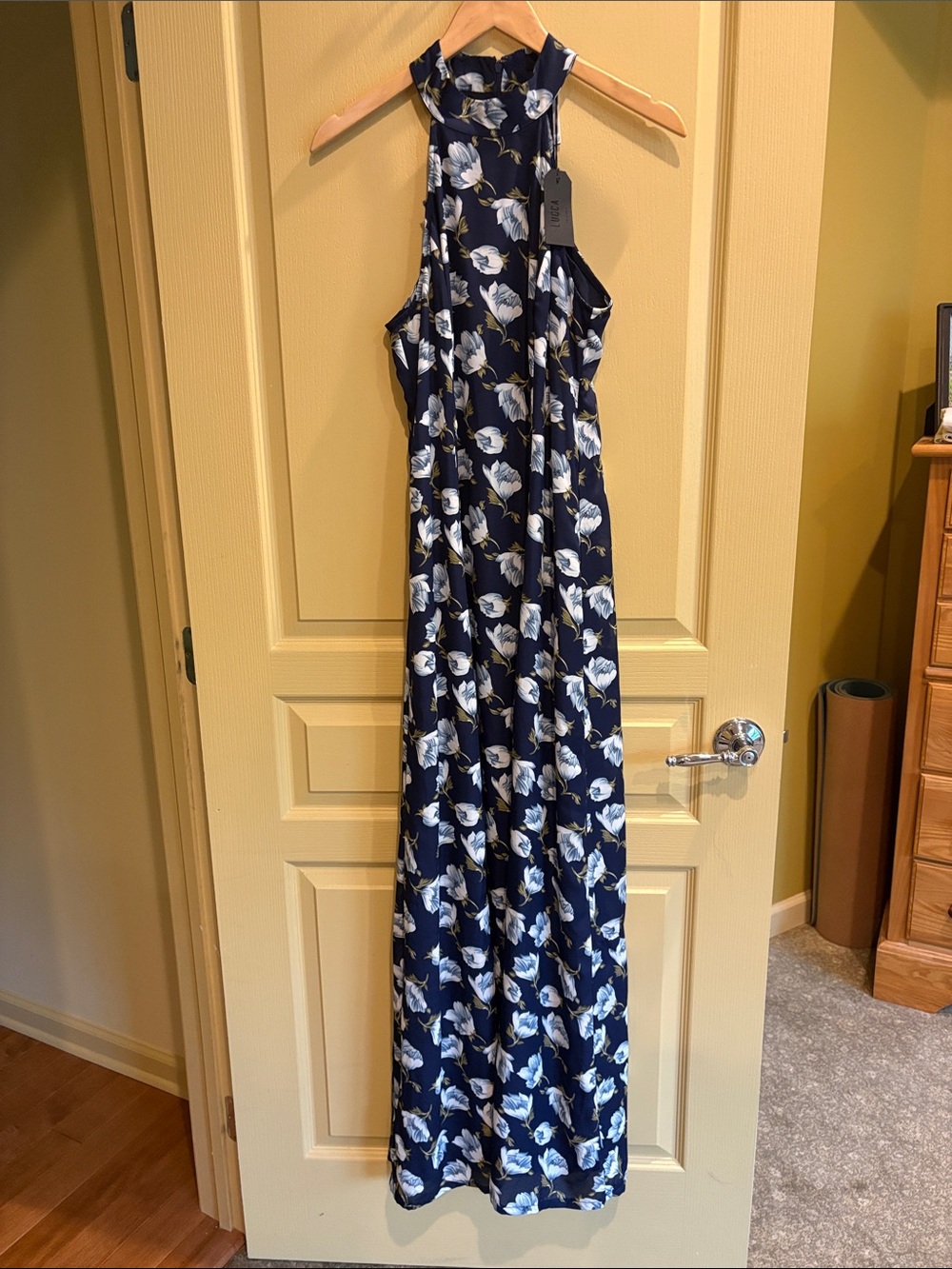 Navy Floral Halter Maxi Dress